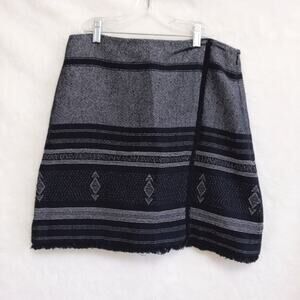 LOFT Blue Blanket Jacquard Wrap Skirt